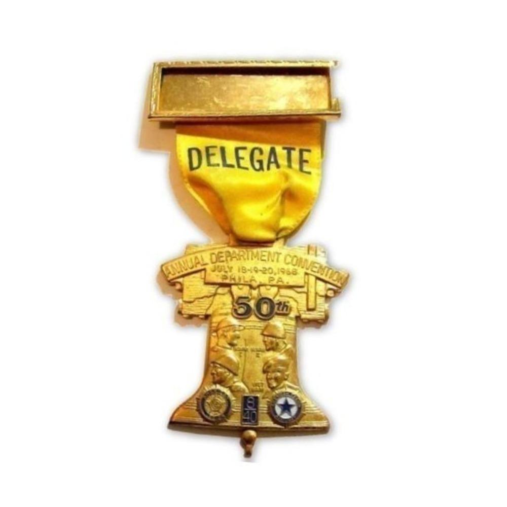 Vintage Annual Convention AMERICAN LEGION AUX 50th 1968 Ribbon Badge Medal Pin